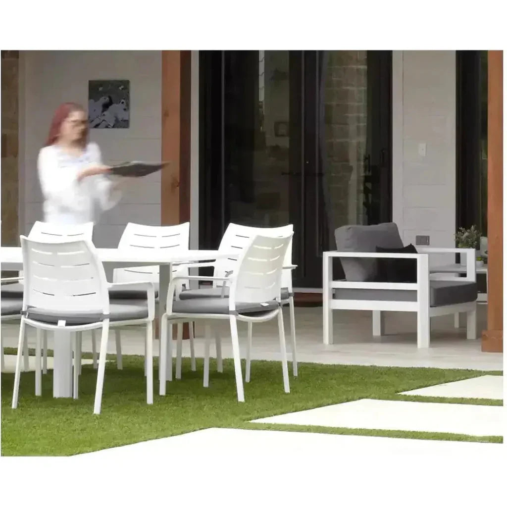 Athene White Outdoor Extendable Dining Table Set For 12 - LOOMLAN - LOOMLAN - Outdoor Dining Sets
