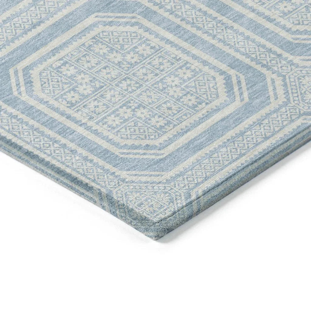 LOOMLAN Rugs Auralis Blue Washable Indoor-Outdoor Rug