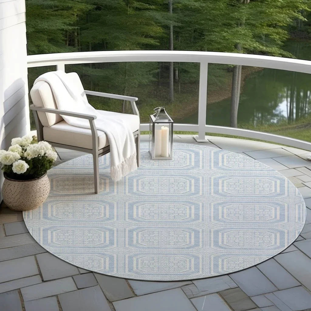 LOOMLAN Rugs Auralis Blue Washable Indoor-Outdoor Rug