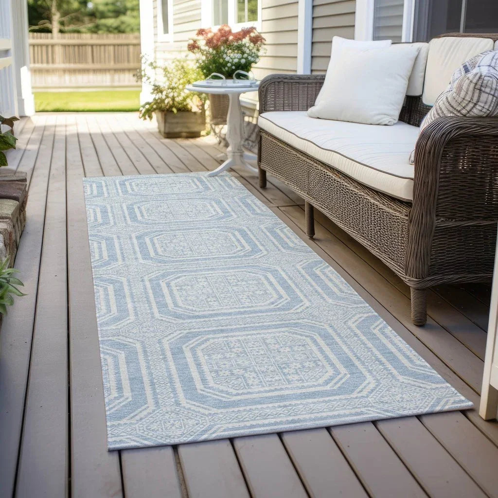 LOOMLAN Rugs Auralis Blue Washable Indoor-Outdoor Rug