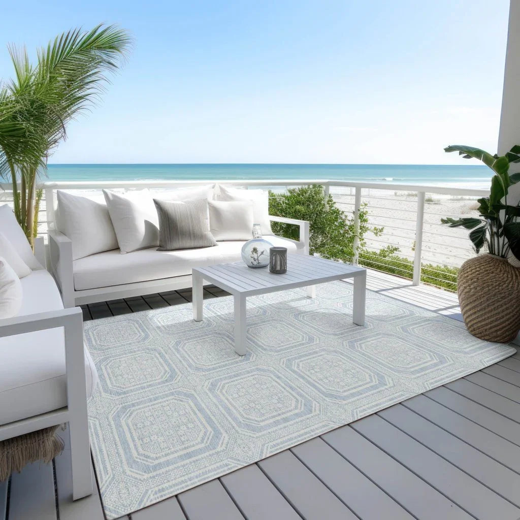 LOOMLAN Rugs Auralis Blue Washable Indoor-Outdoor Rug