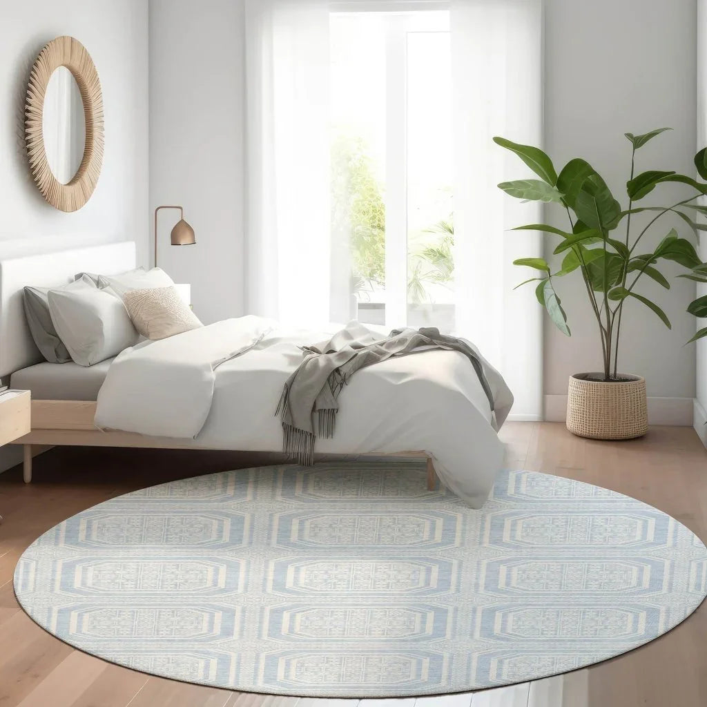 LOOMLAN Rugs Auralis Blue Washable Indoor-Outdoor Rug