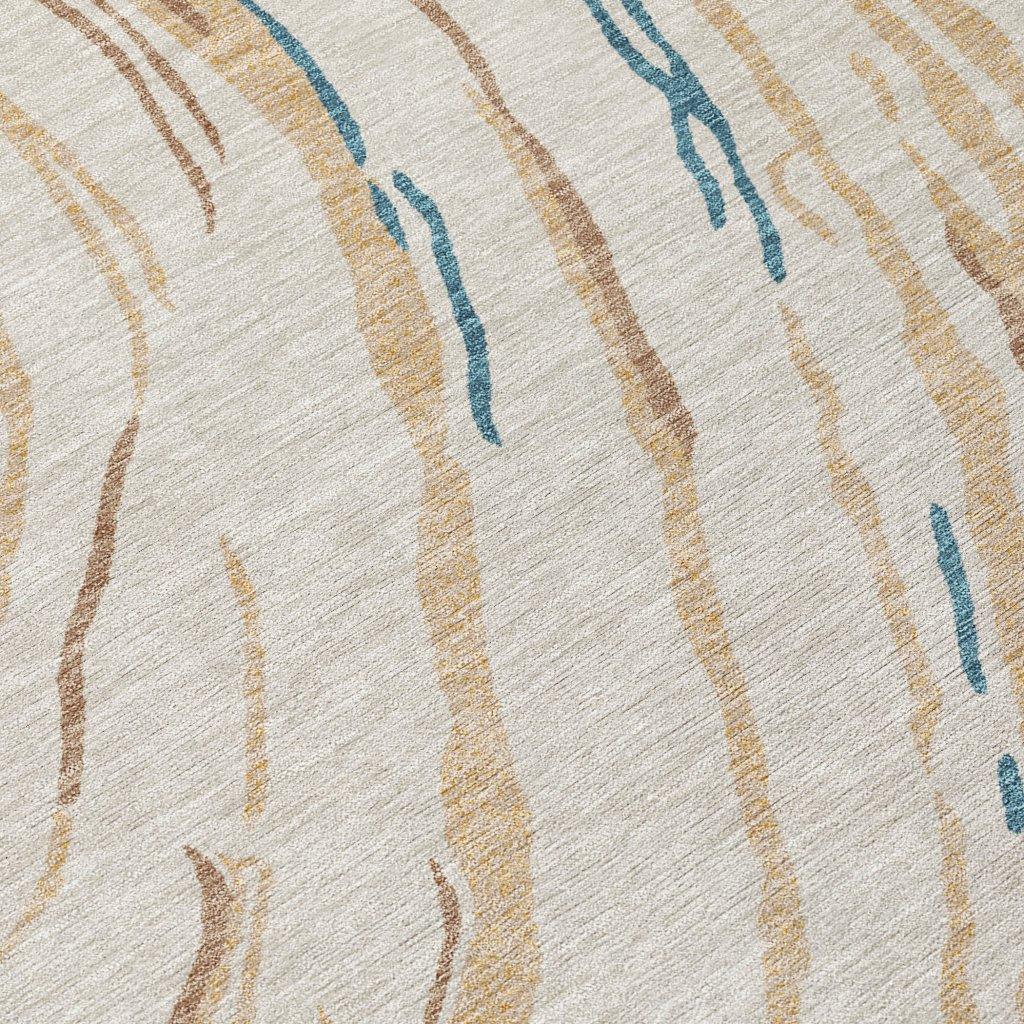 LOOMLAN Rugs Aureva Beige Washable Indoor-Outdoor Rug