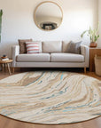 LOOMLAN Rugs Aureva Beige Washable Indoor-Outdoor Rug
