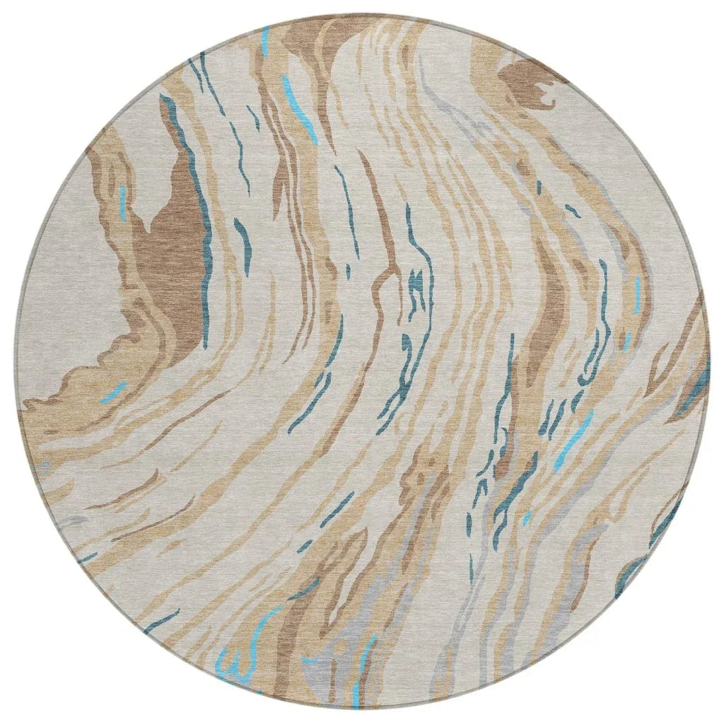 LOOMLAN Rugs Aureva Beige Washable Indoor-Outdoor Rug