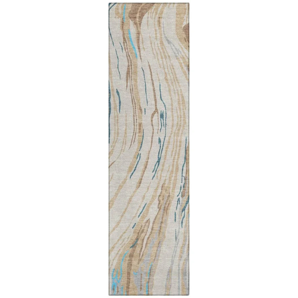 LOOMLAN Rugs Aureva Beige Washable Indoor-Outdoor Rug