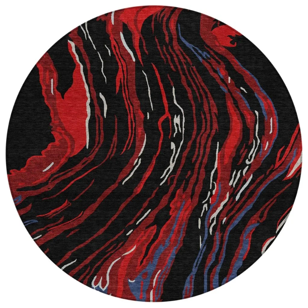 LOOMLAN Rugs Aureva Black Washable Indoor-Outdoor Rug