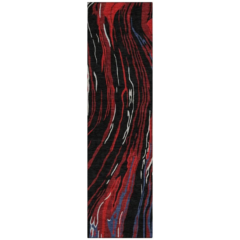 LOOMLAN Rugs Aureva Black Washable Indoor-Outdoor Rug