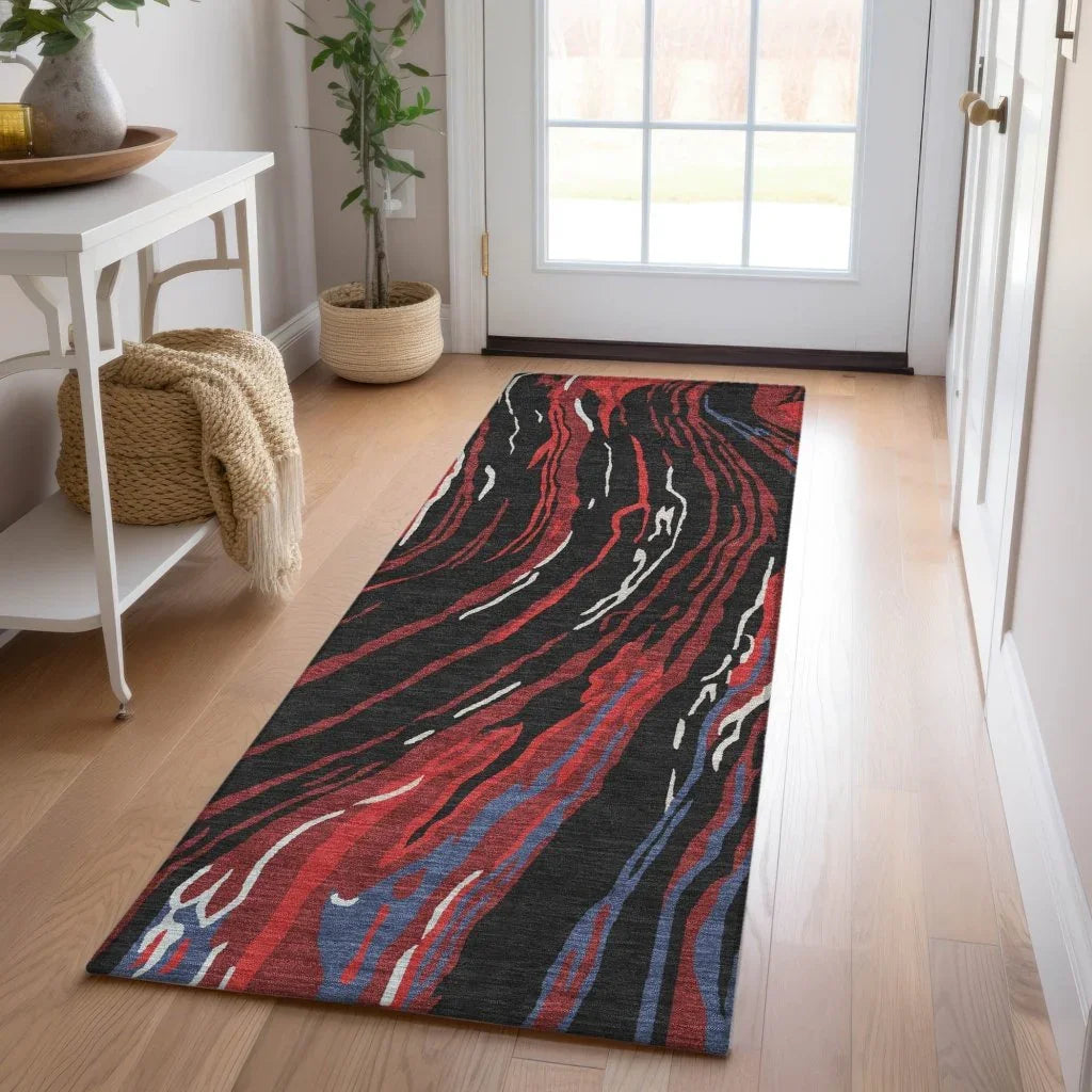 LOOMLAN Rugs Aureva Black Washable Indoor-Outdoor Rug
