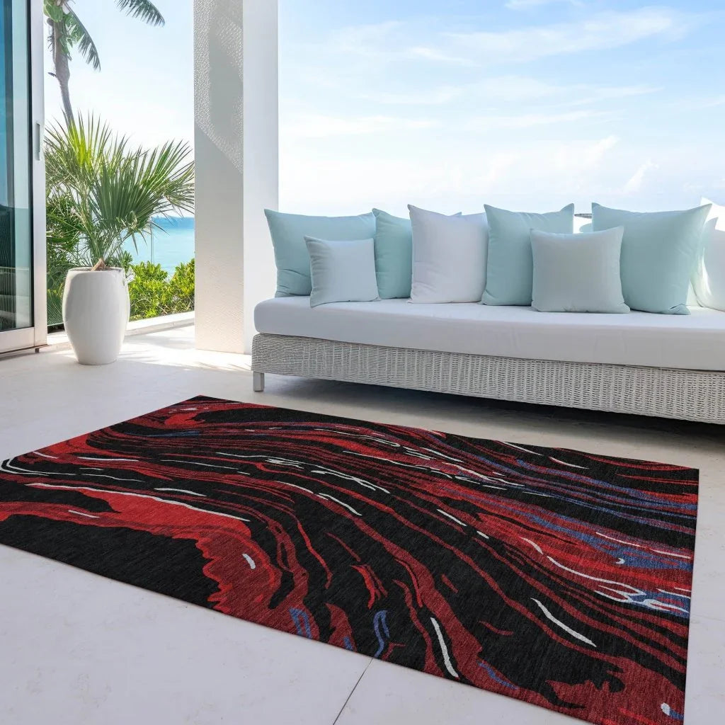 LOOMLAN Rugs Aureva Black Washable Indoor-Outdoor Rug