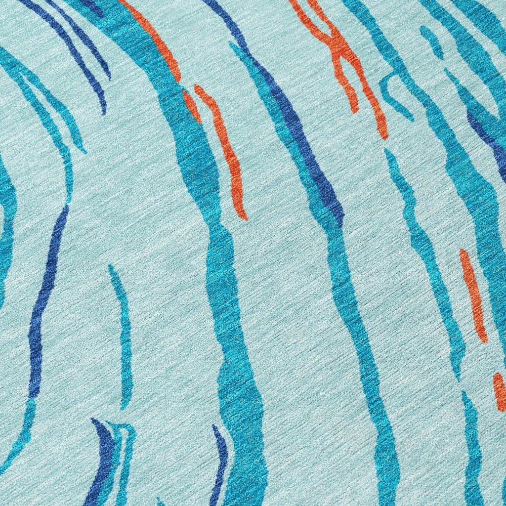 LOOMLAN Rugs Aureva Blue Washable Indoor-Outdoor Rug