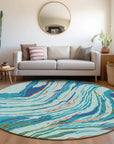 LOOMLAN Rugs Aureva Blue Washable Indoor-Outdoor Rug