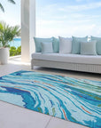 LOOMLAN Rugs Aureva Blue Washable Indoor-Outdoor Rug