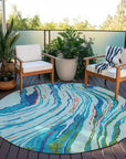 LOOMLAN Rugs Aureva Blue Washable Indoor-Outdoor Rug