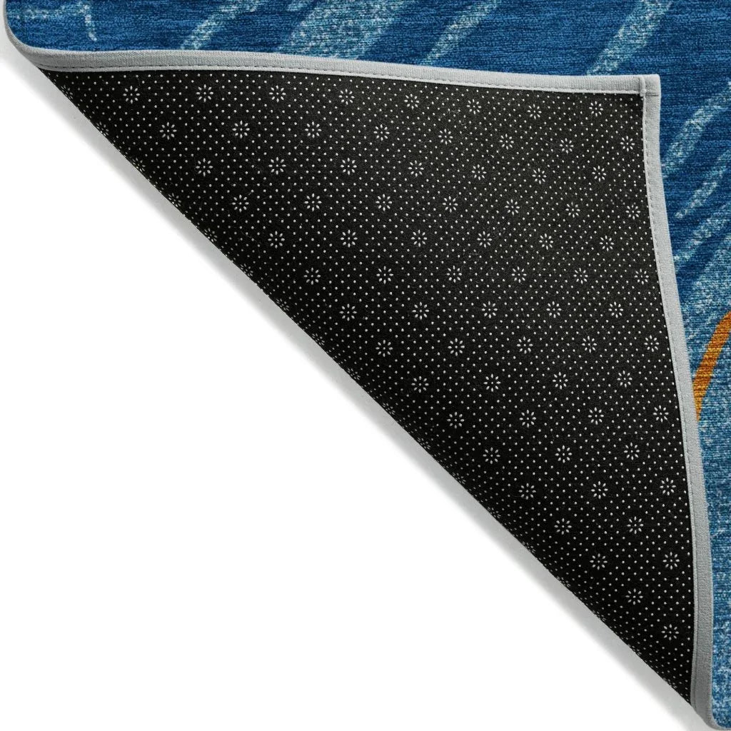 LOOMLAN Rugs Aureva Navy Washable Indoor-Outdoor Rug