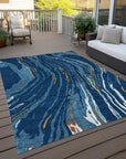 LOOMLAN Rugs Aureva Navy Washable Indoor-Outdoor Rug