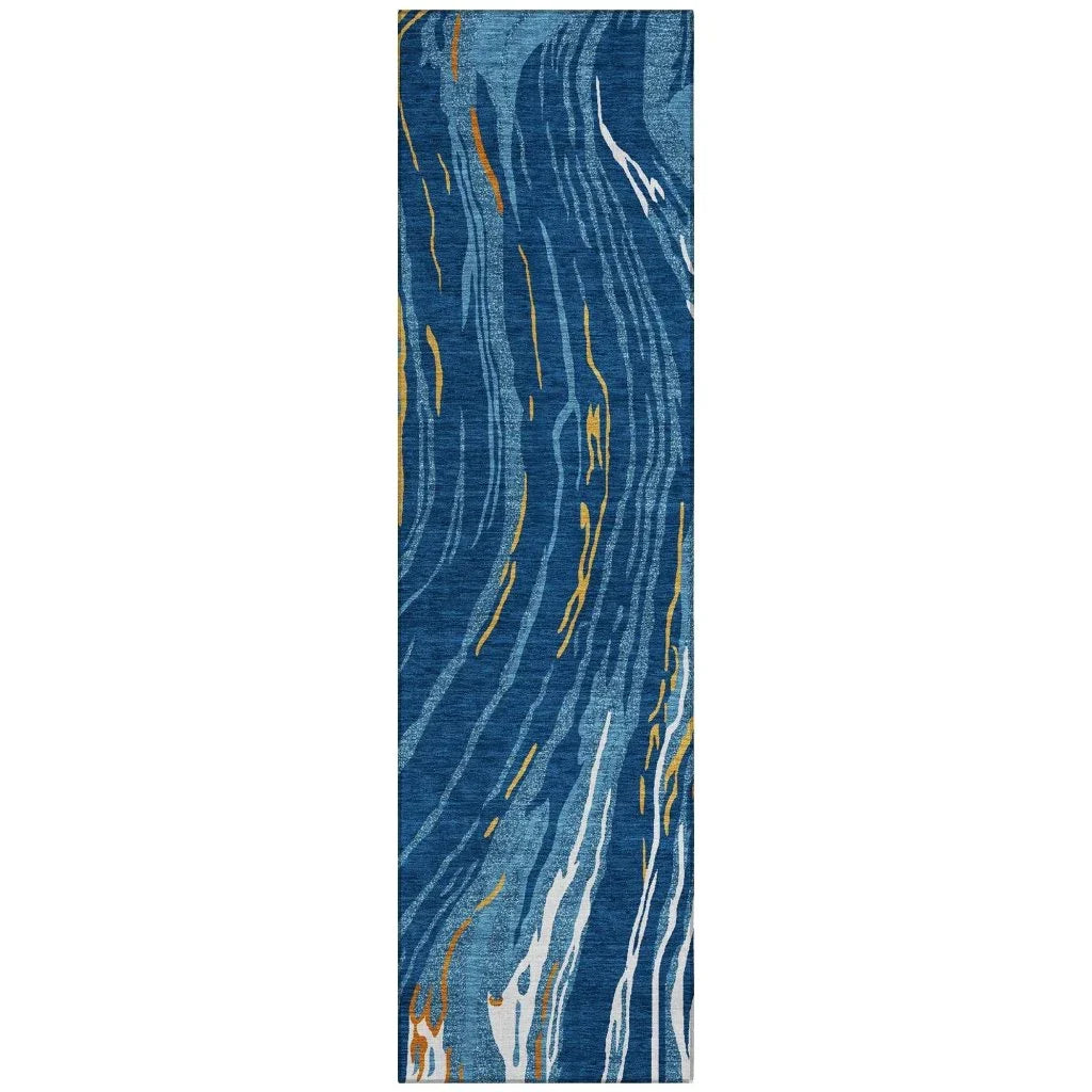 LOOMLAN Rugs Aureva Navy Washable Indoor-Outdoor Rug