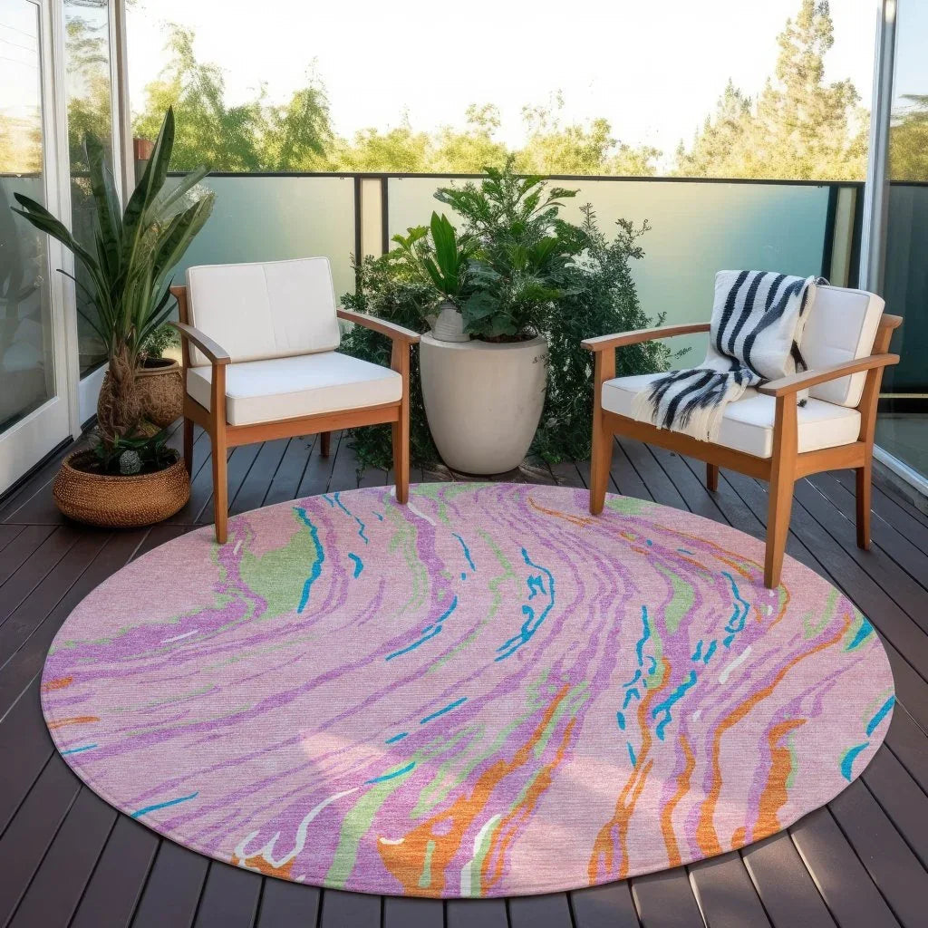 LOOMLAN Rugs Aureva Pink Washable Indoor-Outdoor Rug