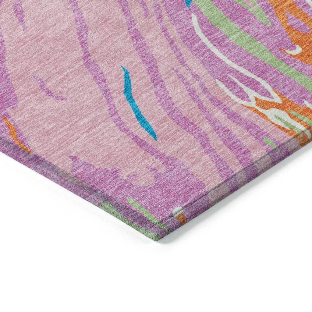 LOOMLAN Rugs Aureva Pink Washable Indoor-Outdoor Rug
