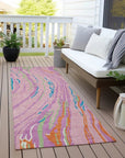 LOOMLAN Rugs Aureva Pink Washable Indoor-Outdoor Rug