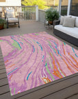 LOOMLAN Rugs Aureva Pink Washable Indoor-Outdoor Rug