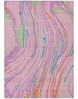 LOOMLAN Rugs Aureva Pink Washable Indoor-Outdoor Rug