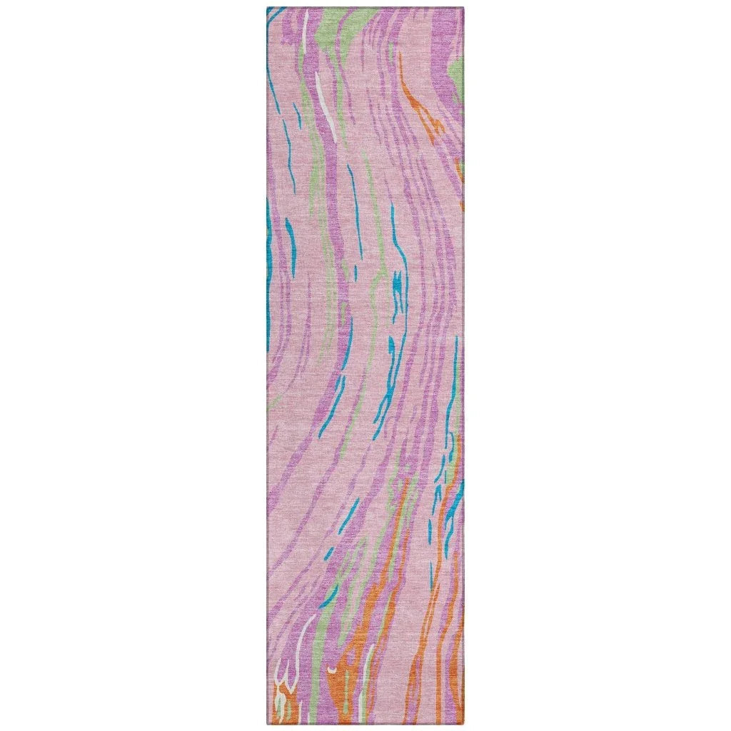 LOOMLAN Rugs Aureva Pink Washable Indoor-Outdoor Rug