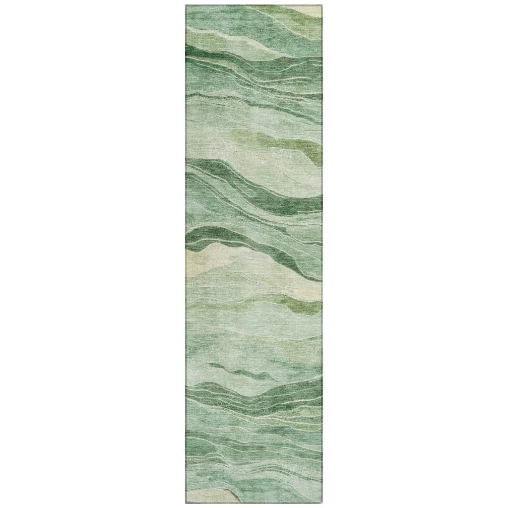 LOOMLAN Rugs Aurienne Green Washable Indoor-Outdoor Rug