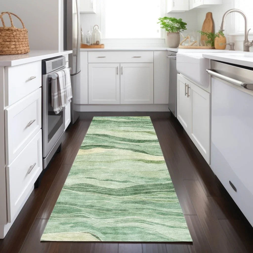 LOOMLAN Rugs Aurienne Green Washable Indoor-Outdoor Rug