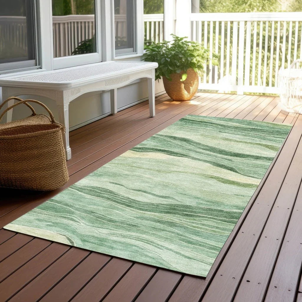LOOMLAN Rugs Aurienne Green Washable Indoor-Outdoor Rug