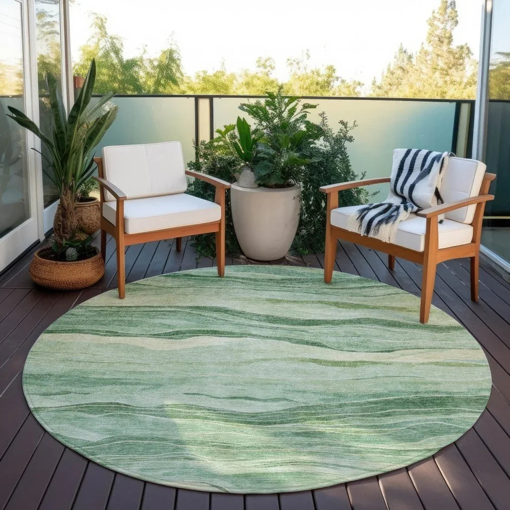 LOOMLAN Rugs Aurienne Green Washable Indoor-Outdoor Rug