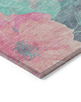 LOOMLAN Rugs Aurithra Pink Washable Indoor-Outdoor Rug
