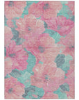 LOOMLAN Rugs Aurithra Pink Washable Indoor-Outdoor Rug