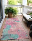 LOOMLAN Rugs Aurithra Pink Washable Indoor-Outdoor Rug