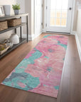 LOOMLAN Rugs Aurithra Pink Washable Indoor-Outdoor Rug