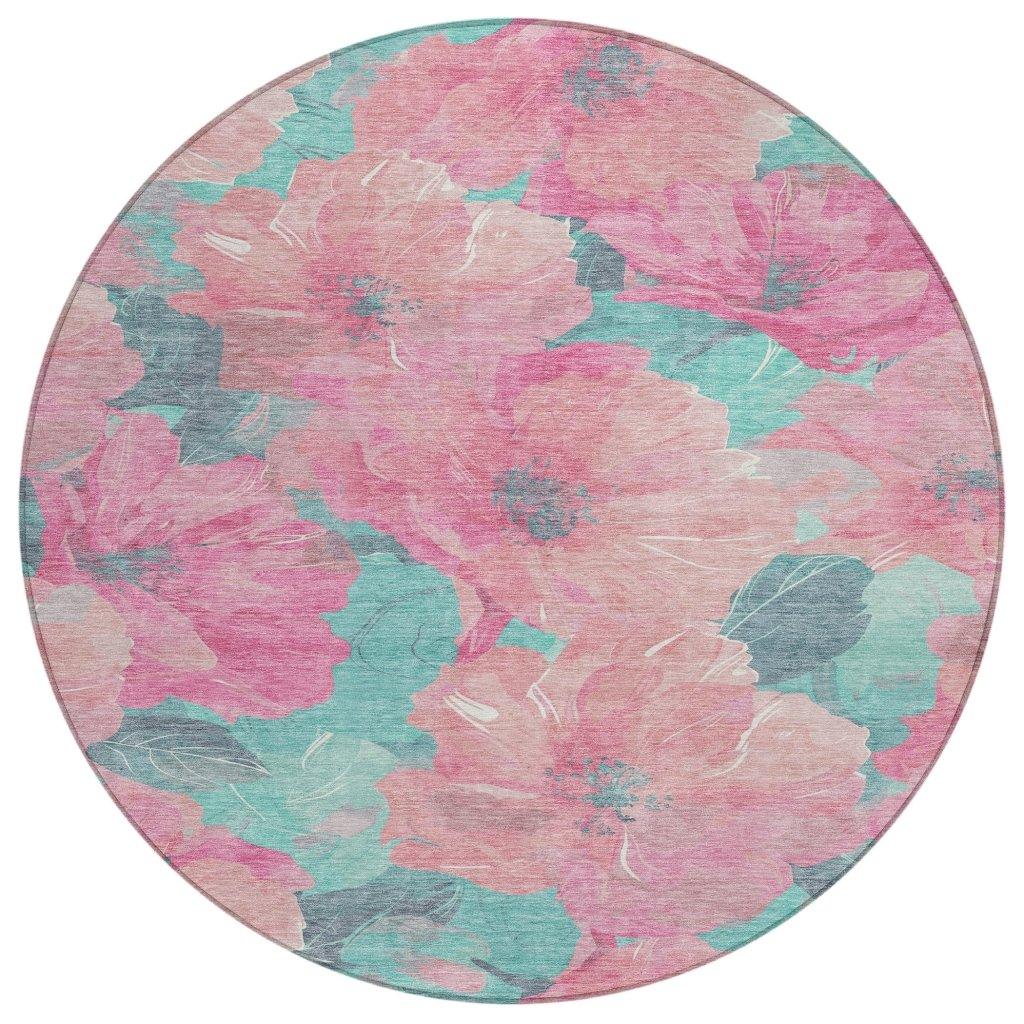 LOOMLAN Rugs Aurithra Pink Washable Indoor-Outdoor Rug