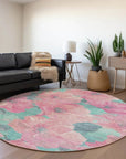 LOOMLAN Rugs Aurithra Pink Washable Indoor-Outdoor Rug