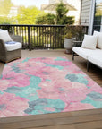 LOOMLAN Rugs Aurithra Pink Washable Indoor-Outdoor Rug