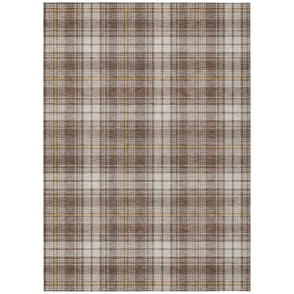 LOOMLAN Rugs Aurora Brown Washable Indoor-Outdoor Rug