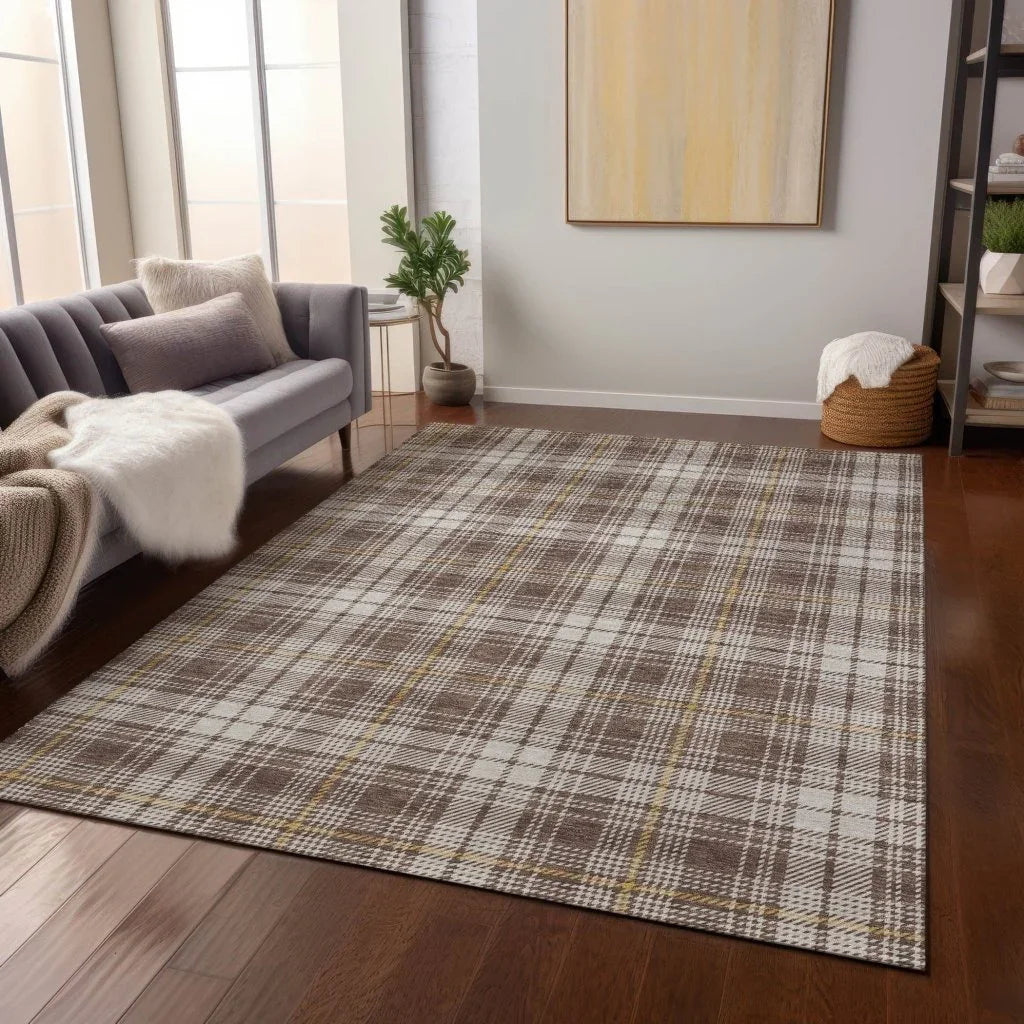 LOOMLAN Rugs Aurora Brown Washable Indoor-Outdoor Rug