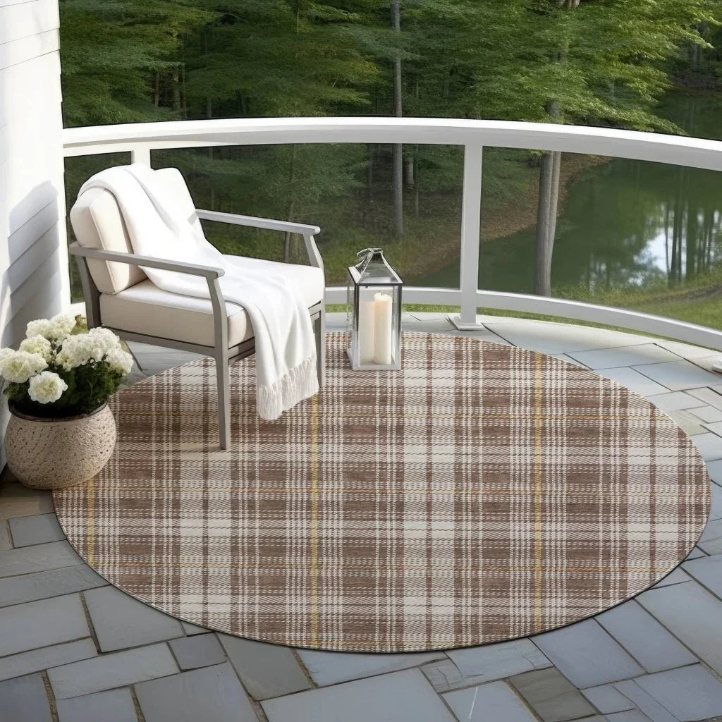 LOOMLAN Rugs Aurora Brown Washable Indoor-Outdoor Rug