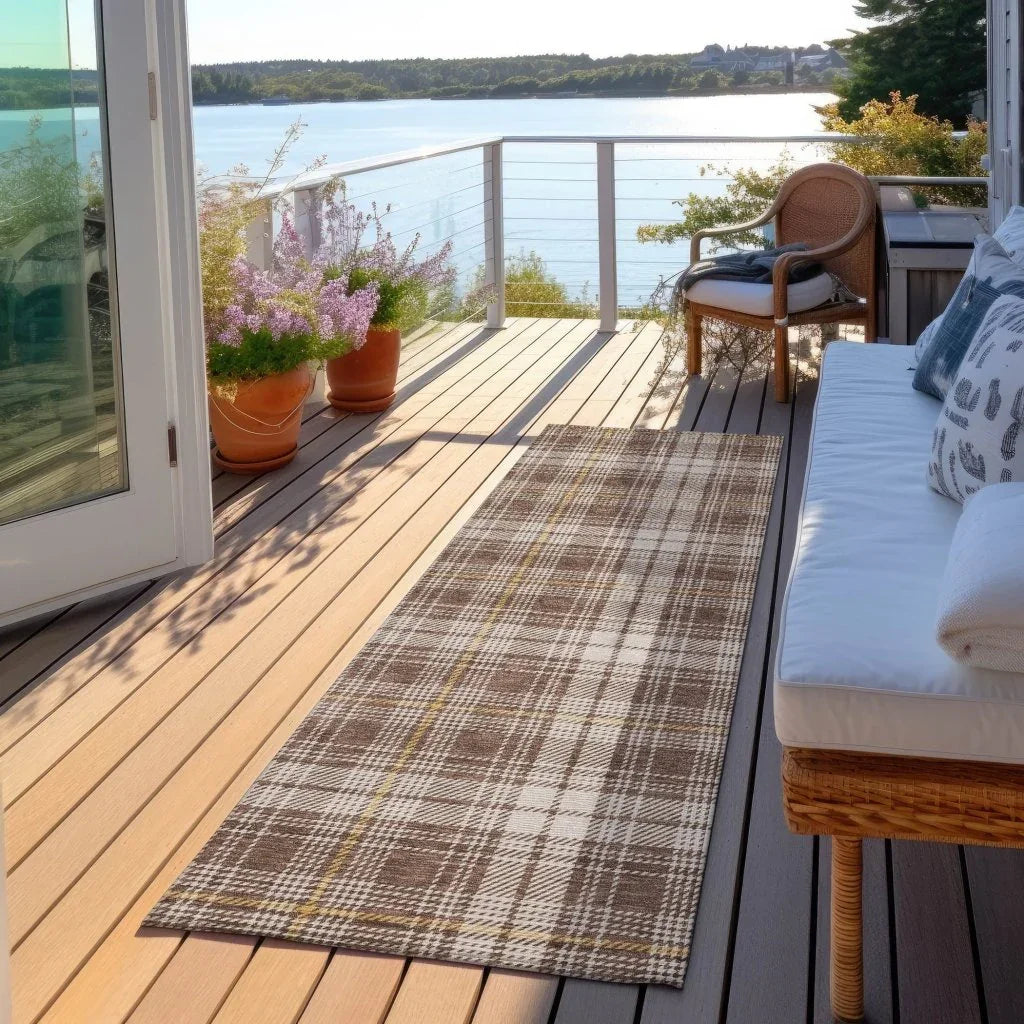 LOOMLAN Rugs Aurora Brown Washable Indoor-Outdoor Rug