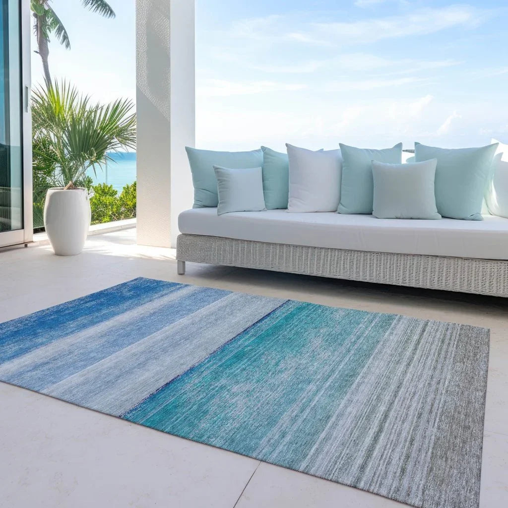 LOOMLAN Rugs Avanora Blue Washable Indoor-Outdoor Rug
