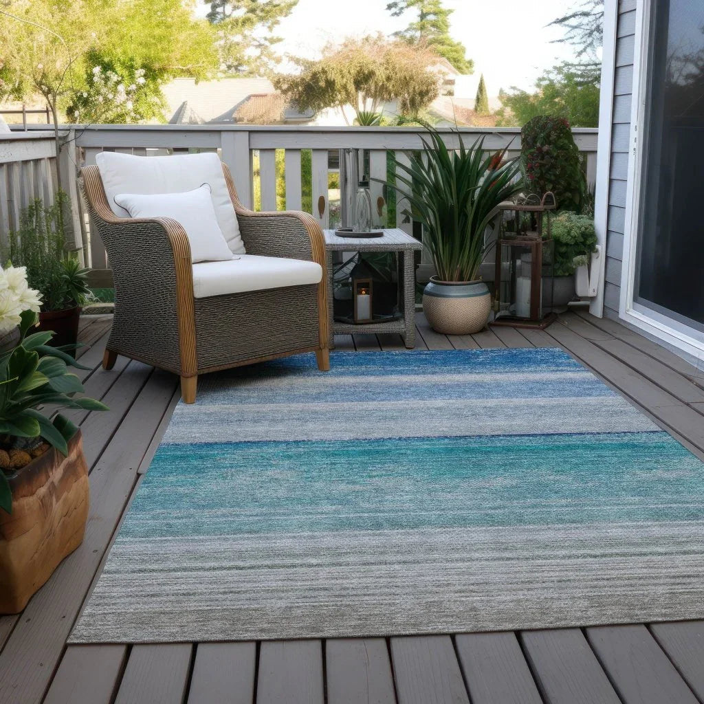 LOOMLAN Rugs Avanora Blue Washable Indoor-Outdoor Rug