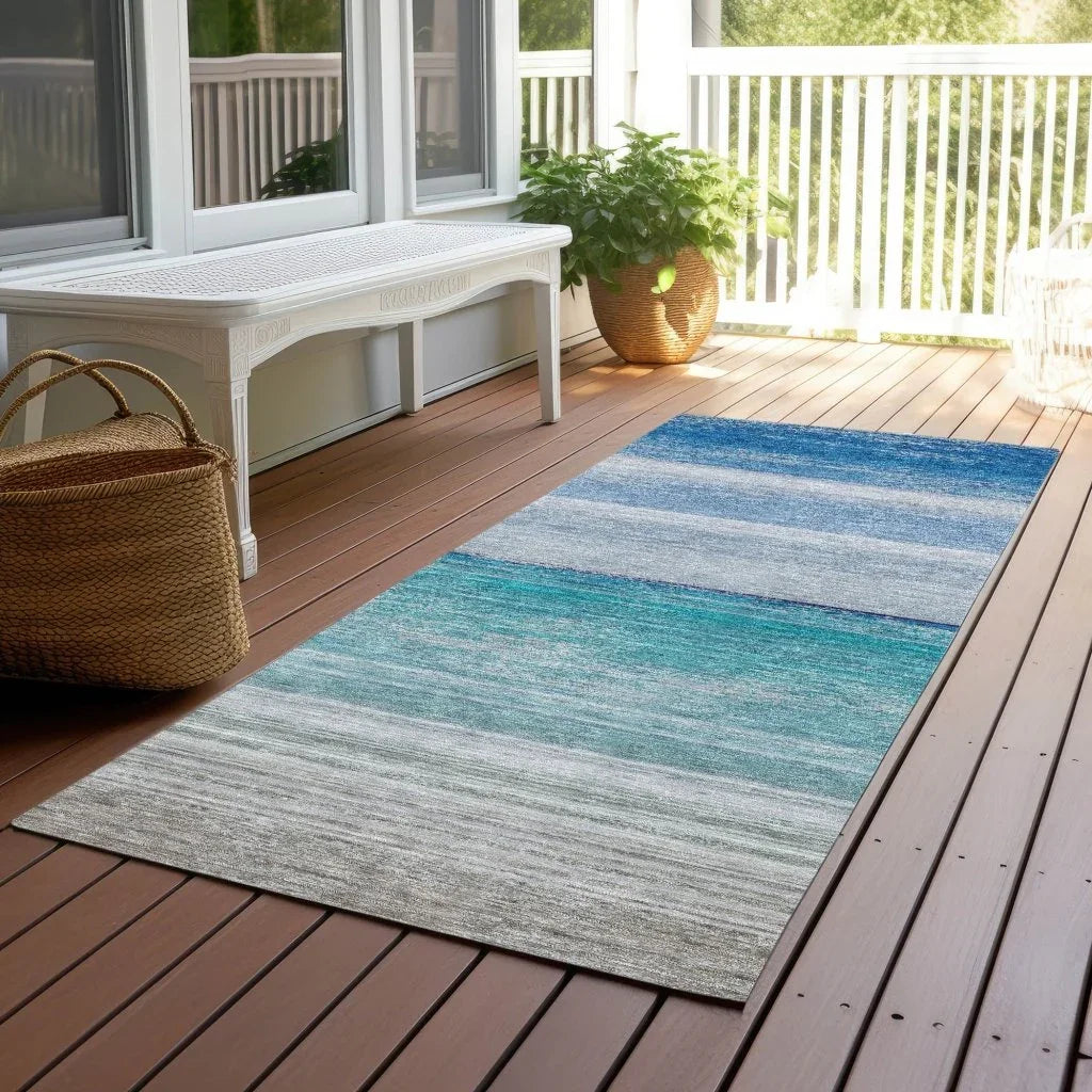 LOOMLAN Rugs Avanora Blue Washable Indoor-Outdoor Rug