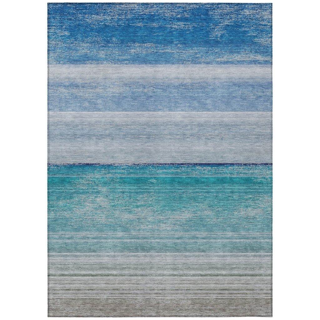LOOMLAN Rugs Avanora Blue Washable Indoor-Outdoor Rug