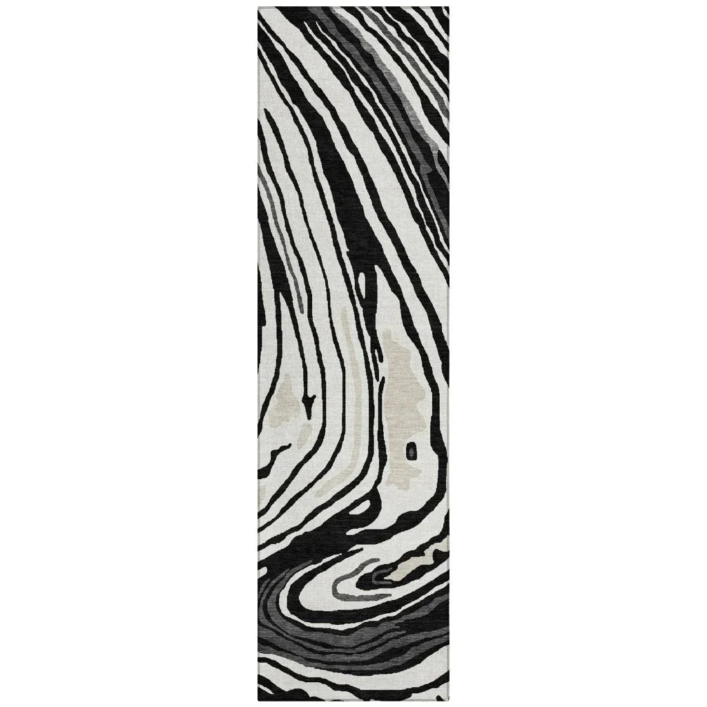 LOOMLAN Rugs Avelia Black Washable Indoor-Outdoor Rug
