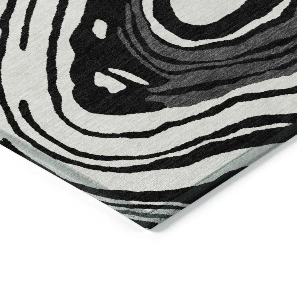 LOOMLAN Rugs Avelia Black Washable Indoor-Outdoor Rug