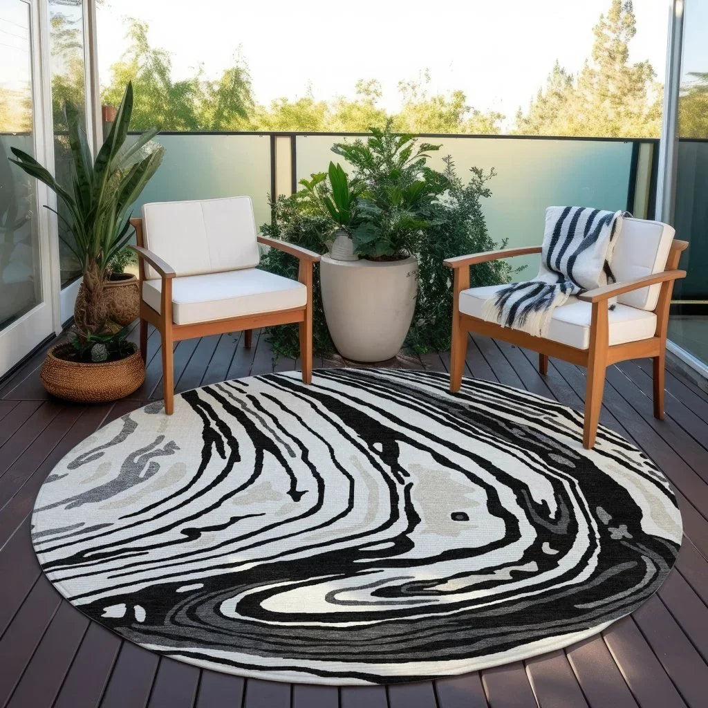 LOOMLAN Rugs Avelia Black Washable Indoor-Outdoor Rug