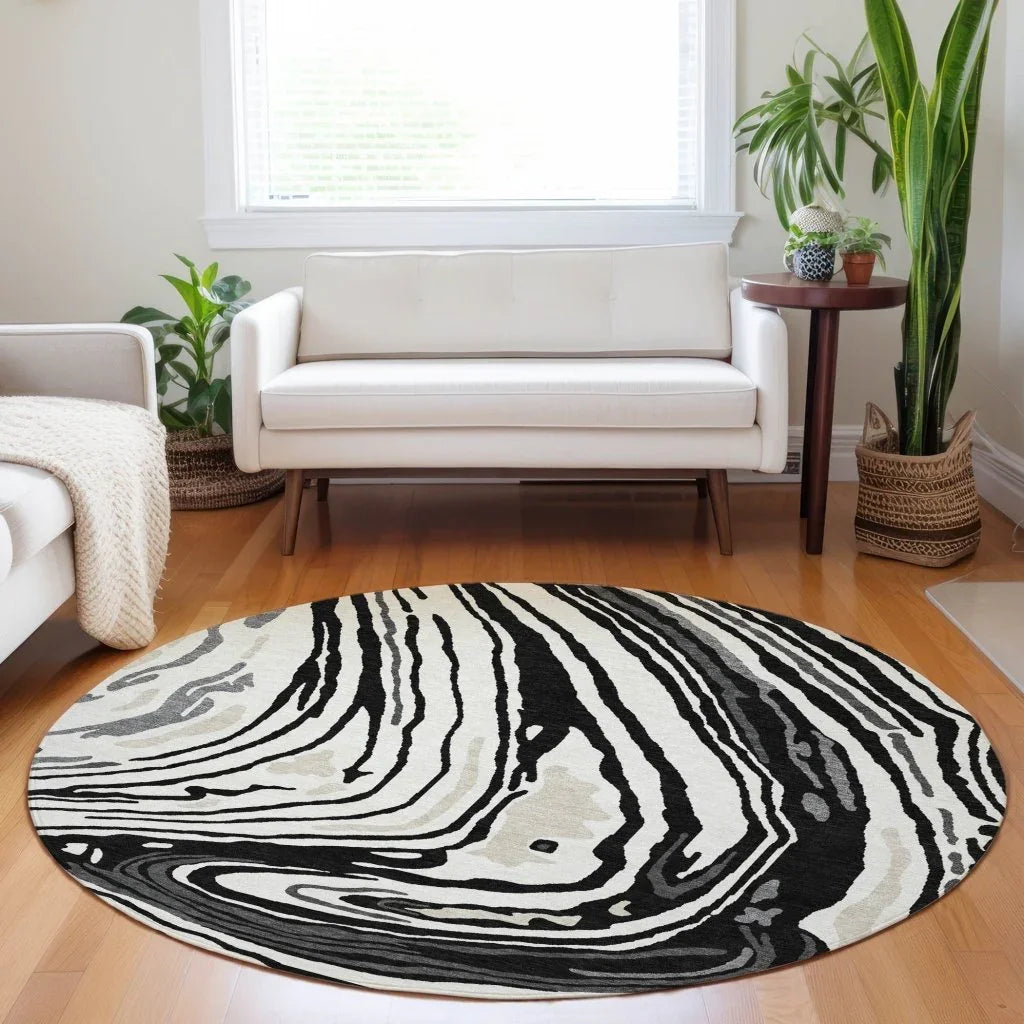 LOOMLAN Rugs Avelia Black Washable Indoor-Outdoor Rug
